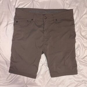 PRANA Brion II Shorts Men 34x9 Brown Nylon Stretch Hiking M3BRIO113